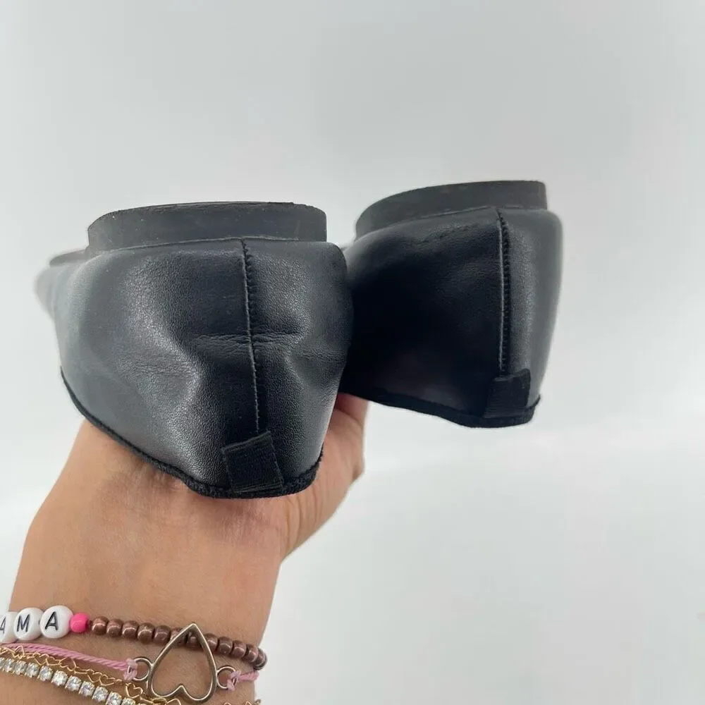 Cat & Jack Girl’s Diana Black Faux Leather Slip-On Ballet Flats Size 4